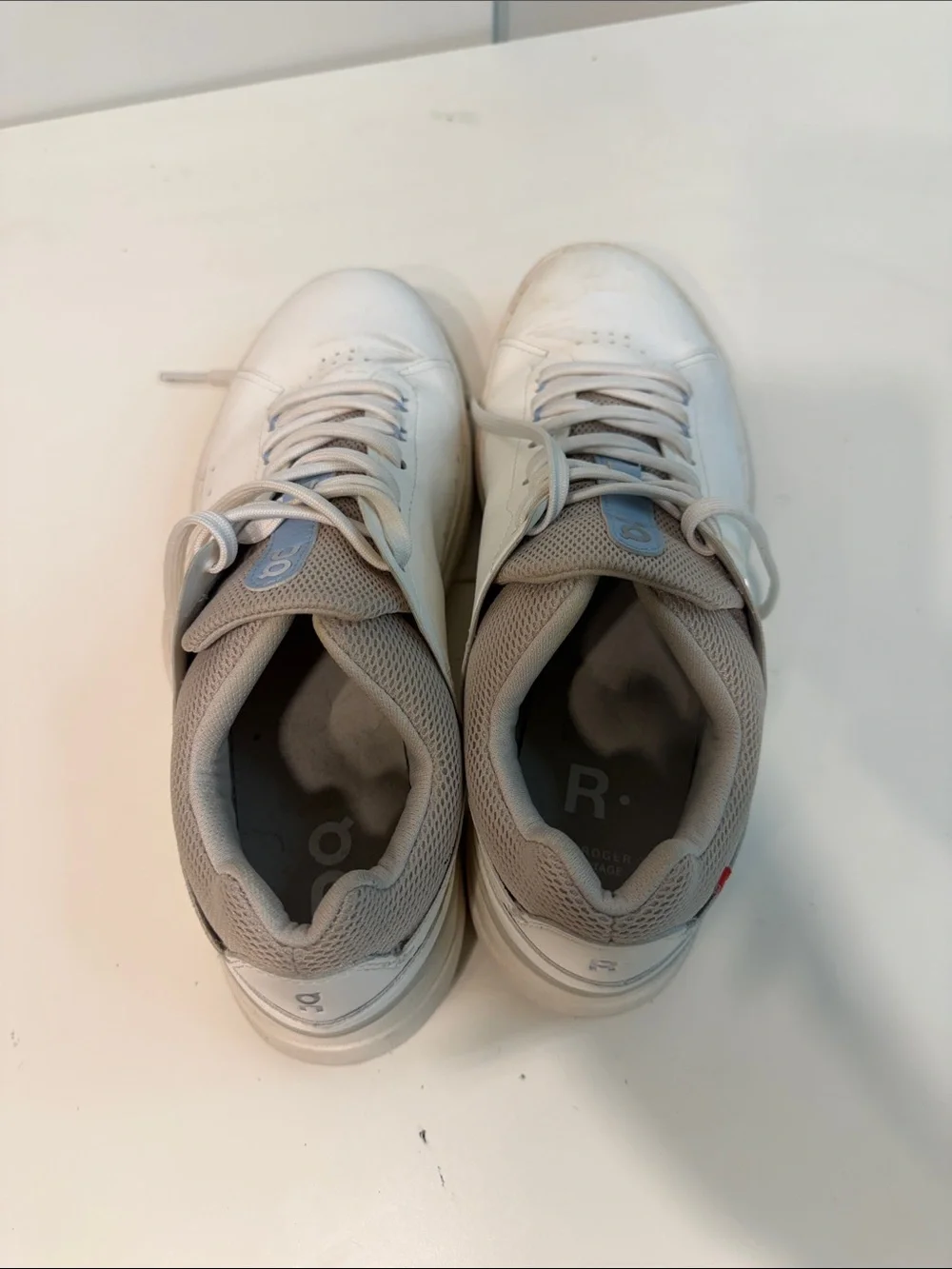 Used On Running White and Light Gray Low-Top Sneakers women’s 9.5 oncloud